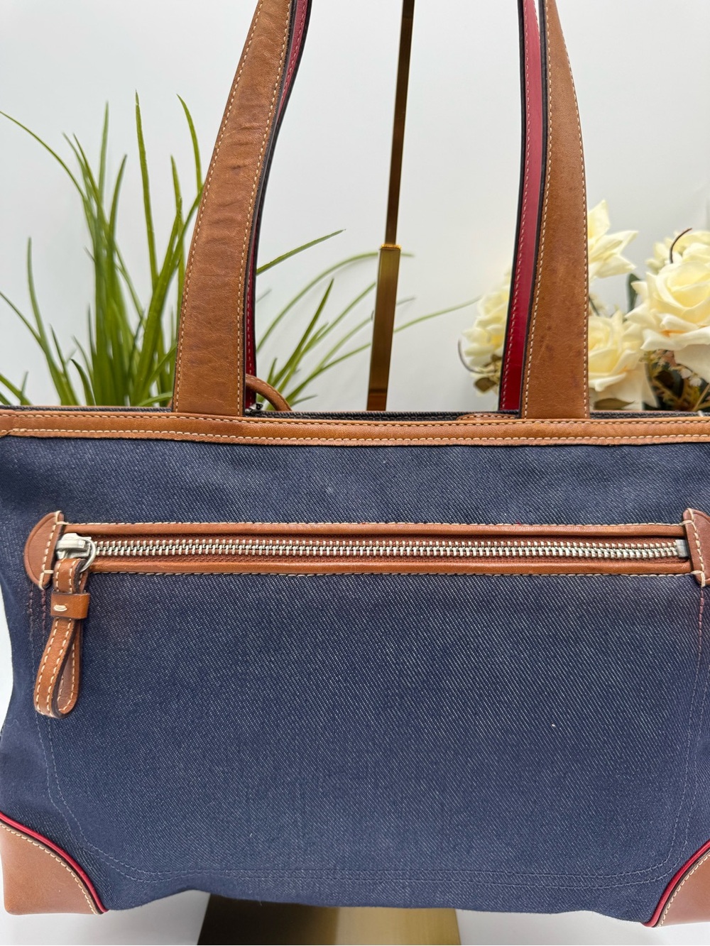 Coach Vintage Hamptons Weekend Slim Denim Stripe Tote & Wristlet Set - Picture 4 of 12